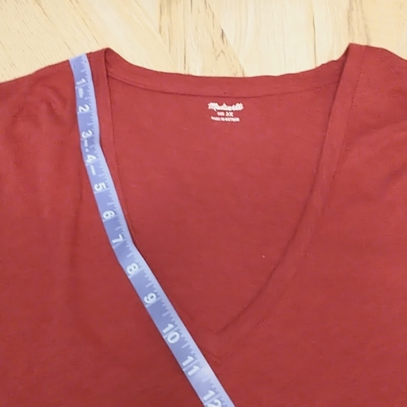 Madewell  3X Deep Carmine Red V Neck Short Sleeve Tee-Shirt- crop style - Picture 7 of 13